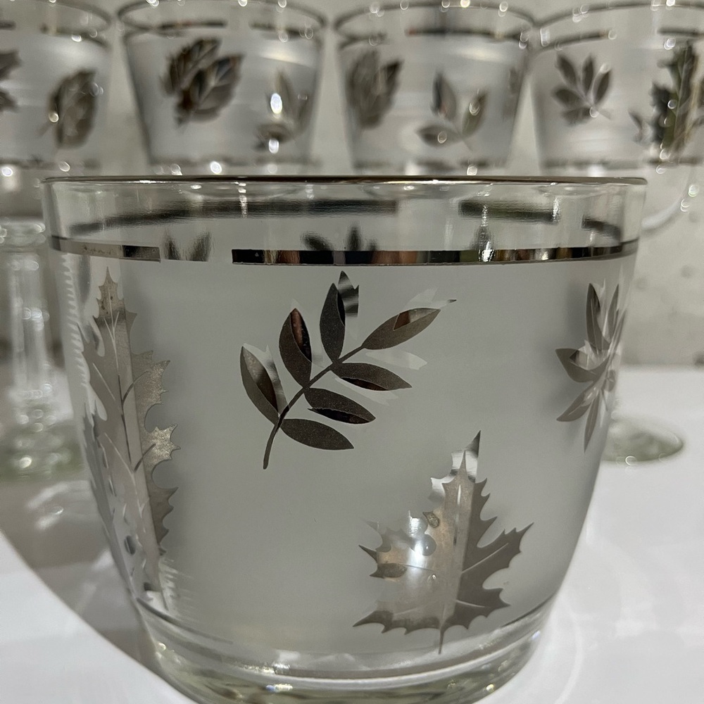Silver Leaf Glassware Set